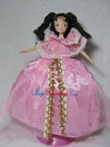 Gorgeous Pink Gown Handmade Dress For Barbie Doll