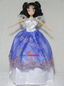 Pretty Royal Blue and White Gown For Barbie Doll