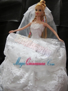 Romantic Wedding Dress With Lace Gown For Barbie Doll