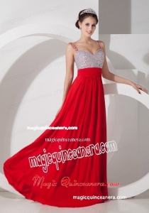 Silver Beads Chiffon Ruch Beading Straps Mother Dress Sexy 2015