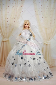 Amazing Ball Gown Dress For Noble Barbie With Sequin and Hand Made Flowers