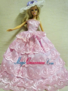 Luxurious Handmade Barbie Lace Wedding Dress For Barbie Doll