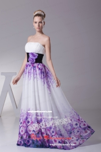 Strapless Colorful Pringting Mother Dresses with Handle Flower Sash