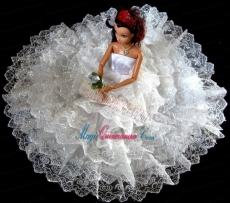 Exclusive Wedding Clothes Ruffled Layers Barbie Doll Dress