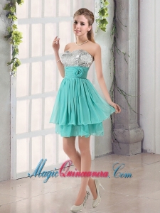 Sweetheart A Line Dama Dress with Sequins and Handle Made Flowers