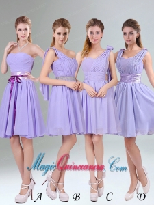 Classical Lavender Princess Mini Length Dama Dress with Ruching