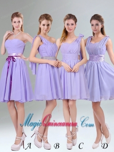 Classical Lavender Princess Mini Length Dama Dress with Ruching