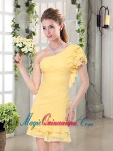 Flirting One Shoulder Cap Sleeve Dama Dresses Mini Length