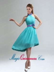 New Fashion High Neck Asymmetrical Multi-color Dama Dress