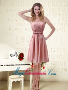 Sassy Sweetheart Ruched Dama Dresses in Chiffon with Waistband