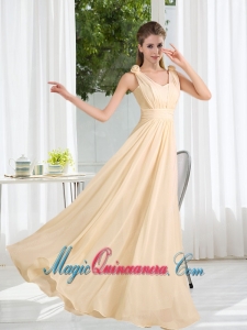 2015 Modest V Neck Empire Ruching Dama Dress
