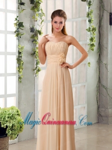 Champagne Ruching Chiffon Dama Dresses with Sweetheart