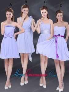 2015 Elegant Chiffon Lace Up Dama Dress in Lavender