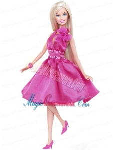 Pretty Princess Sequin Hot Pink Gown For Barbie Doll