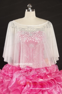 White Organza Beading Shawls for Summer