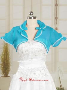 Baby Blue Wedding Party Organza Shawls with Beading