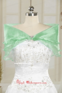 Beautiful Organza Beading Apple Green Shawls for 2015