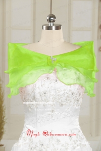 Beautiful Organza Beading Spring Green Shawls for Wedding