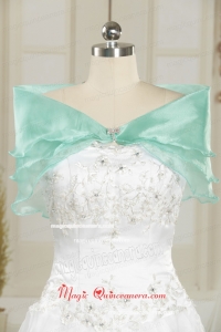 Ice Blue Organza Beading Shawls for Wedding