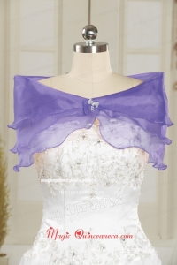 Lavender Organza Beading Shawls for Wedding