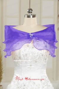 Organza Beading Purple Cheap Prom Shawls