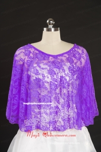 2015 Eggplant Purple Hot Sale Lace Wraps with Beading