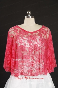 Coral Red Lace Hot Sale Wraps with Beading for 2015