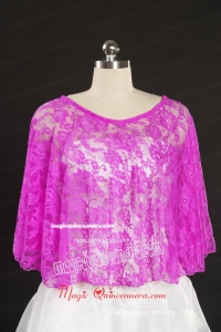 Hot Pink Beading Lace Hot Sale Wraps for 2015