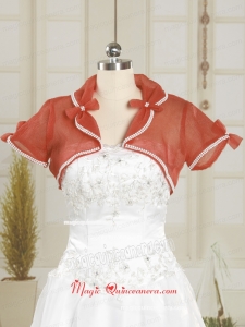 Open Front Organza Red Wedding Party Shawls with Beading