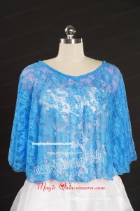 2015 Blue Beading Lace Hot Sale Wraps for Wedding Party