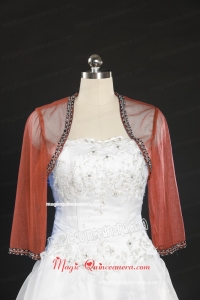 Cheap Red Long Sleeves Beading Wraps in 2015