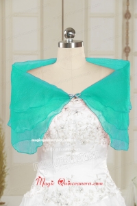 2015 Cheap Turquoise Open Front Shawls with Beading