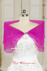 2015 Hot Pink Beading Shawls for Wedding Party