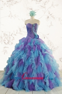 2015 New Style Multi Color Quinceanera Dresses with Beading