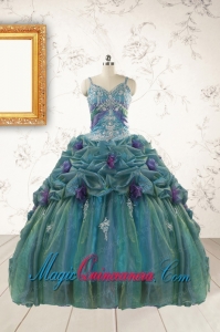 Beautiful Multi-color Straps Appliques Quinceanera Dresses for 2015