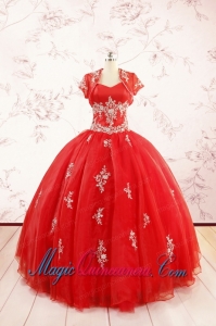 2015 Ball Gown Sweetheart Appliques Quinceanera Dresses with