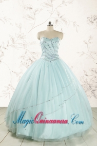 2015 Exclusive Apple Green Quinceanera Dresses with Reinstones