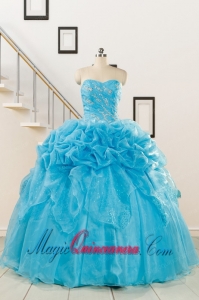 2015 Fashionable Sweetheart Beading Quinceanera Dress in Aqua Blue