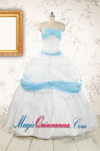 Elegant Ball Gown Quinceanera Dress in White and Baby Blue
