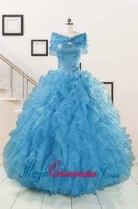 Hot Sell Blue Quinceanera Dresses With Beading and Ruffles