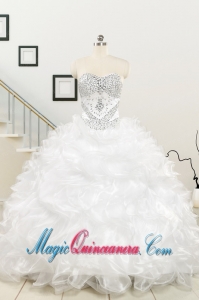 New Sweetheart Sweep Train Beading and Ruffles Quinceanera Dress for 2015