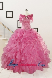 Puffy Sweetheart Pink Quinceanera Dresses with Beading