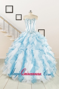 2015 Pretty Appliques and Ruffles Quinceanera Dresses in Multi-color