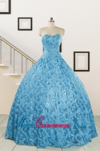 2015 Unique Sweetheart Ball Gown Quinceanera Dress in Baby Blue