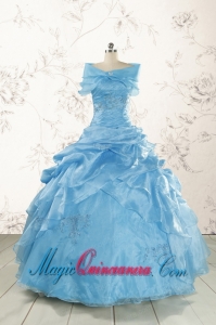 Elegant Appliques Aqua Blue Quinceanera Dresses