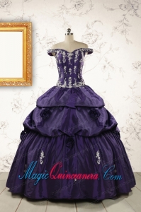 2015 Latest Off The Shoulder Appliques Quinceanera Dresses in Purple