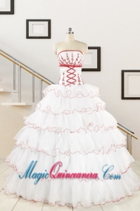 2015 Pretty Appliques Quinceanera Dresses with Strapless