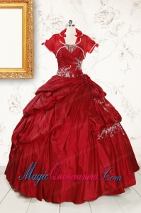 2015 Puffy Appliques Wine Red Remarkable Quinceanera Dresses