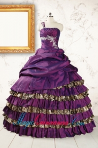 Classic One Shoulder Quinceanera Dresses with Beading and Leopard