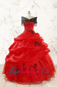 Most Popular Appliques Red Quinceanera Dresses for 2015